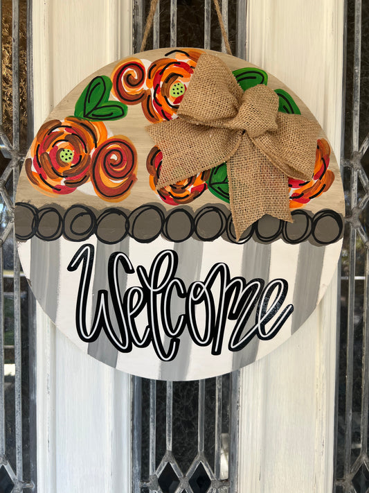 Welcome | Whimsy Floral Doorhanger